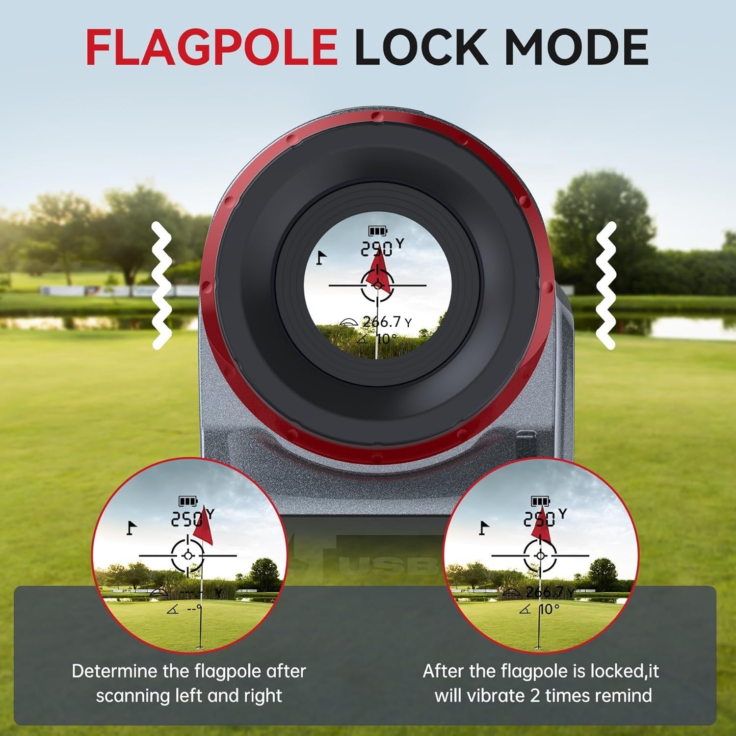 Golf Rangefinder 1200Y Slope Flag Lock Vibration Rechargeable 7X