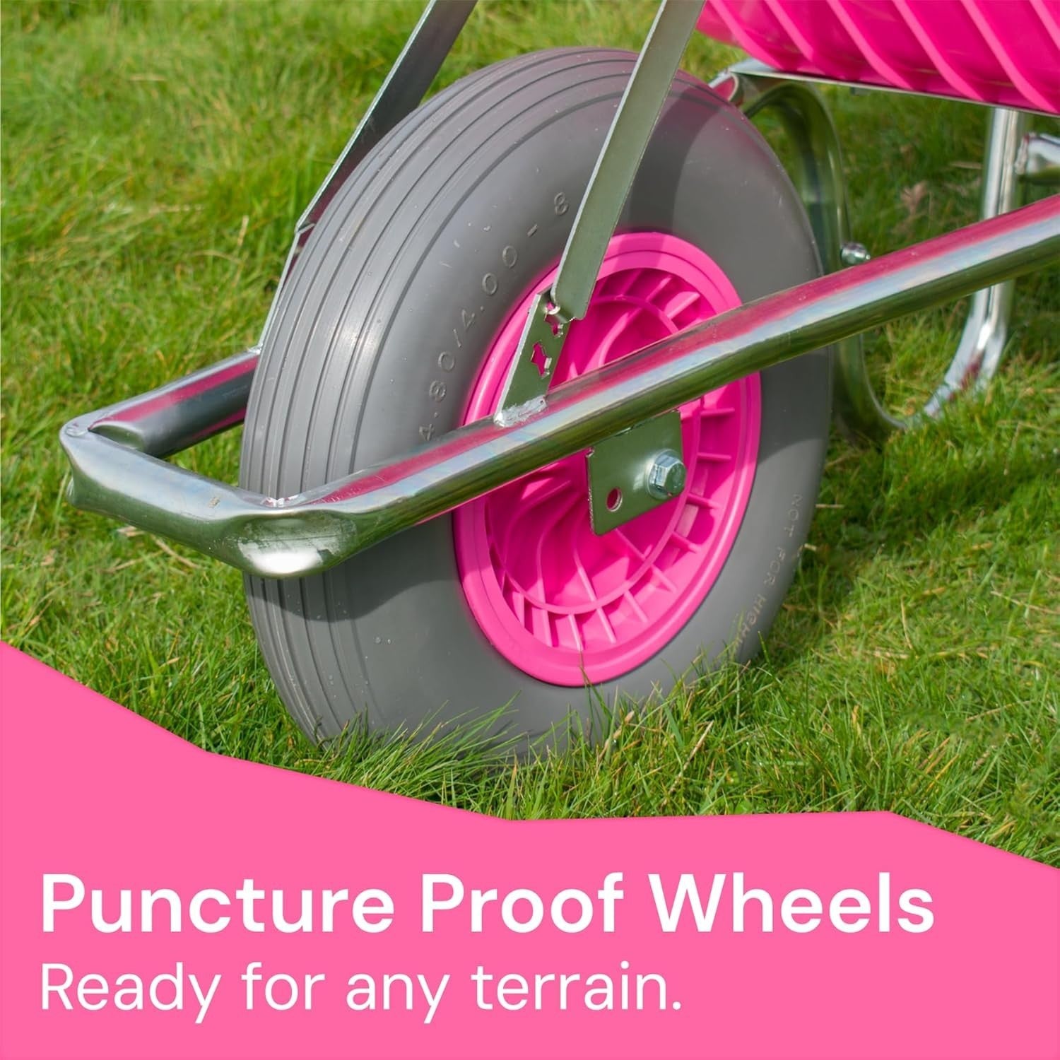 110L Wheelbarrow Pink – Reinforced Tyre Heavy Duty Garden Builders 150kg Load