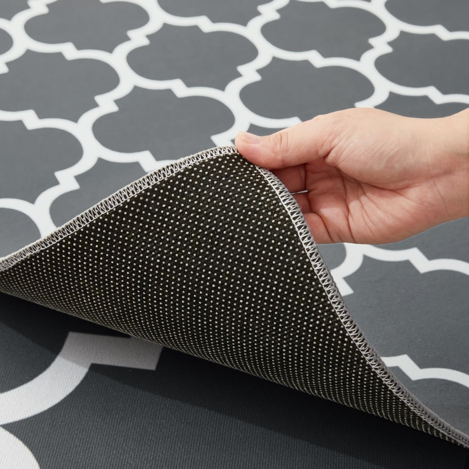 Large Grey Trellis Rug 200x290cm Soft Non-Slip Modern Carpet for Living Room