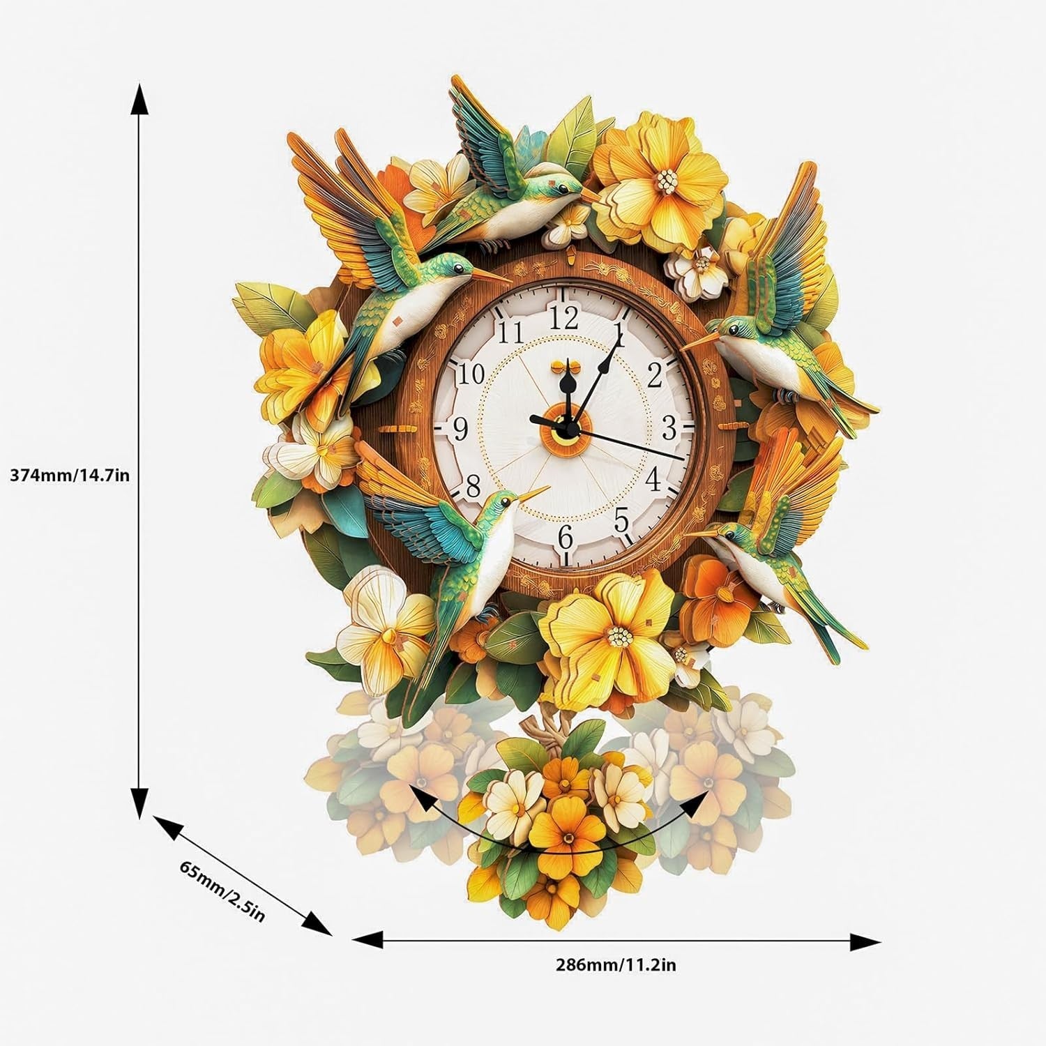 3D Wooden Hummingbird Clock Puzzle, Mechanical Wreath Craft Kit, Home Decor