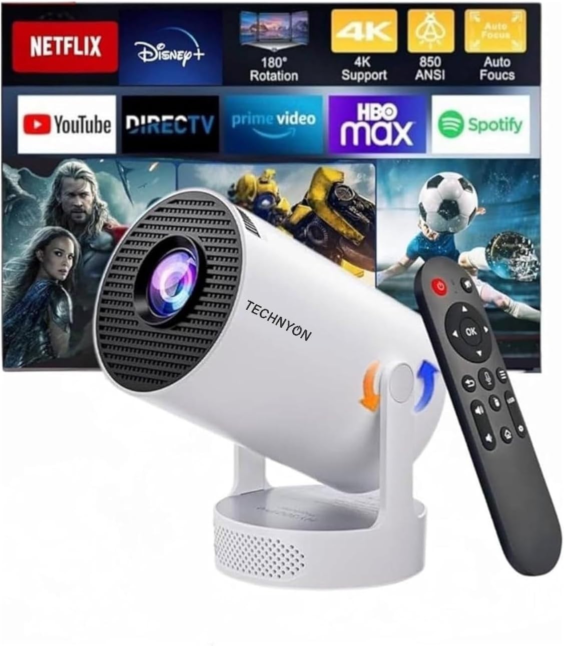 1080P WiFi Android Smart Projector 12000 Lumens Portable Home Theater