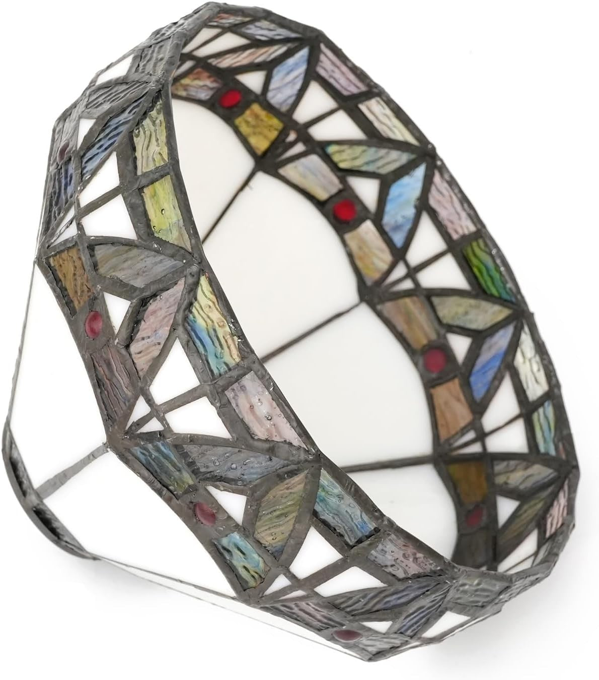 Tiffany Style Stained Glass Lampshade 8" Vintage Roman Ceiling Pendant