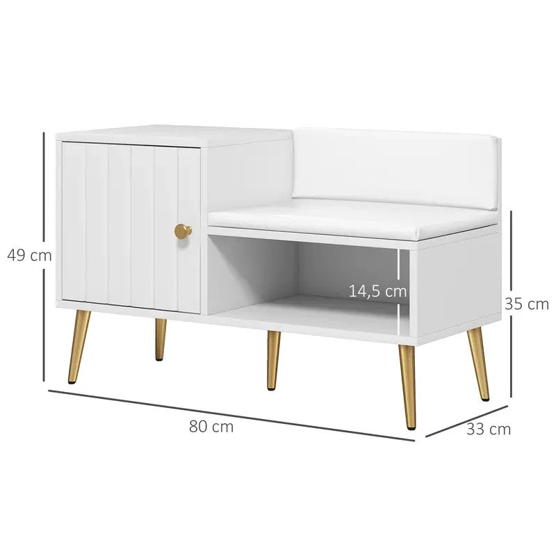 Shoe Storage Bench with Cushion & Cupboard | Hallway Entryway Cabinet