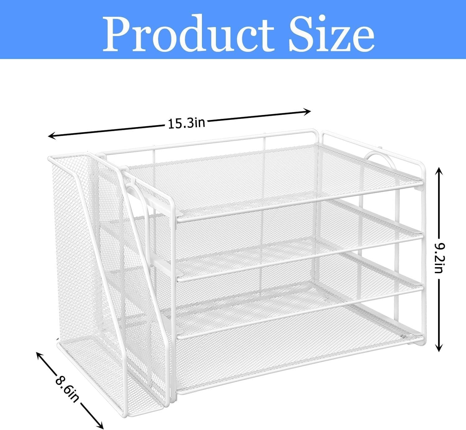 4-Tier Desk Organizer with Magazine Rack – Metal File & Office Storage