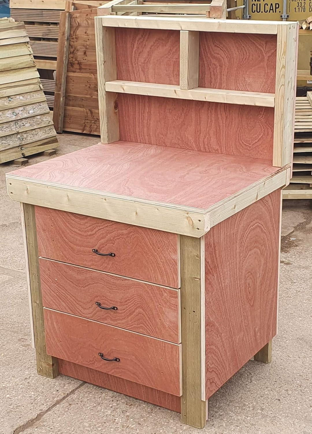 3ft Heavy Duty Wooden Workbench Tool Cabinet with Back Panel & Drawers