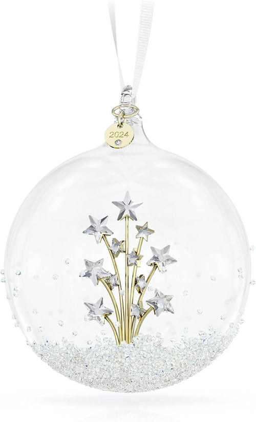 Luxury Crystal Firework Bauble 2024 • Clear Ornament with Gold Accents