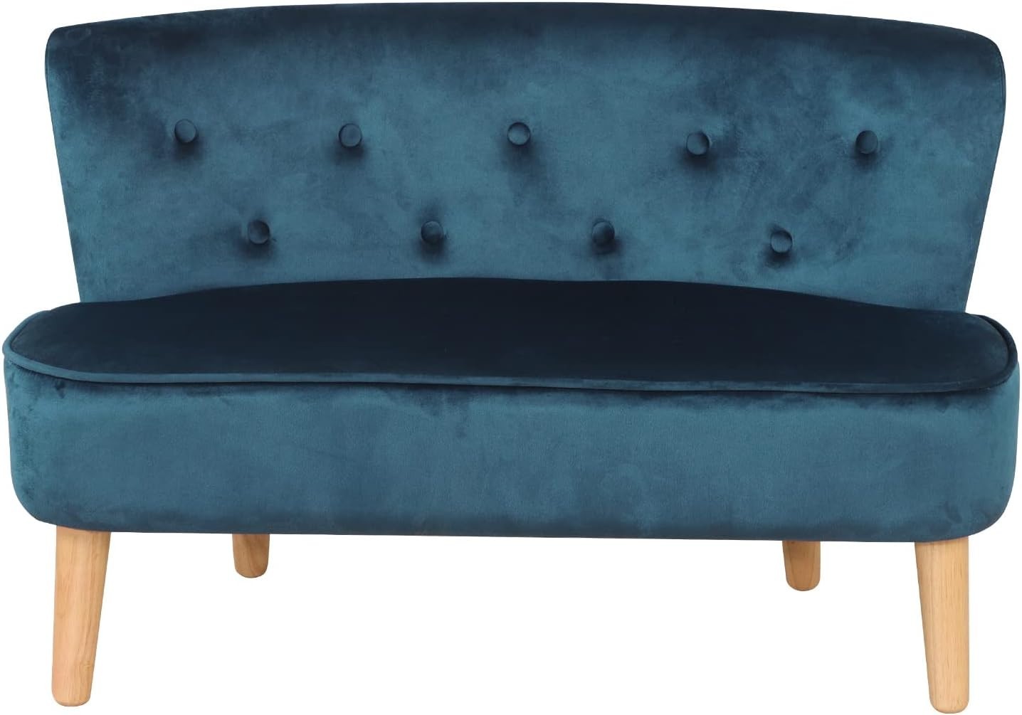 Blue Velvet Kids Sofa, 2-Seater Play Couch for Toddlers, Compact 90.5x44.5x57.5c