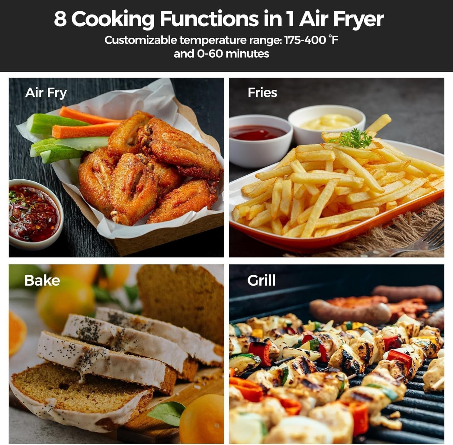 3.5L Digital Air Fryer 1200W 8 Presets LED Timer 200°C Oil Free