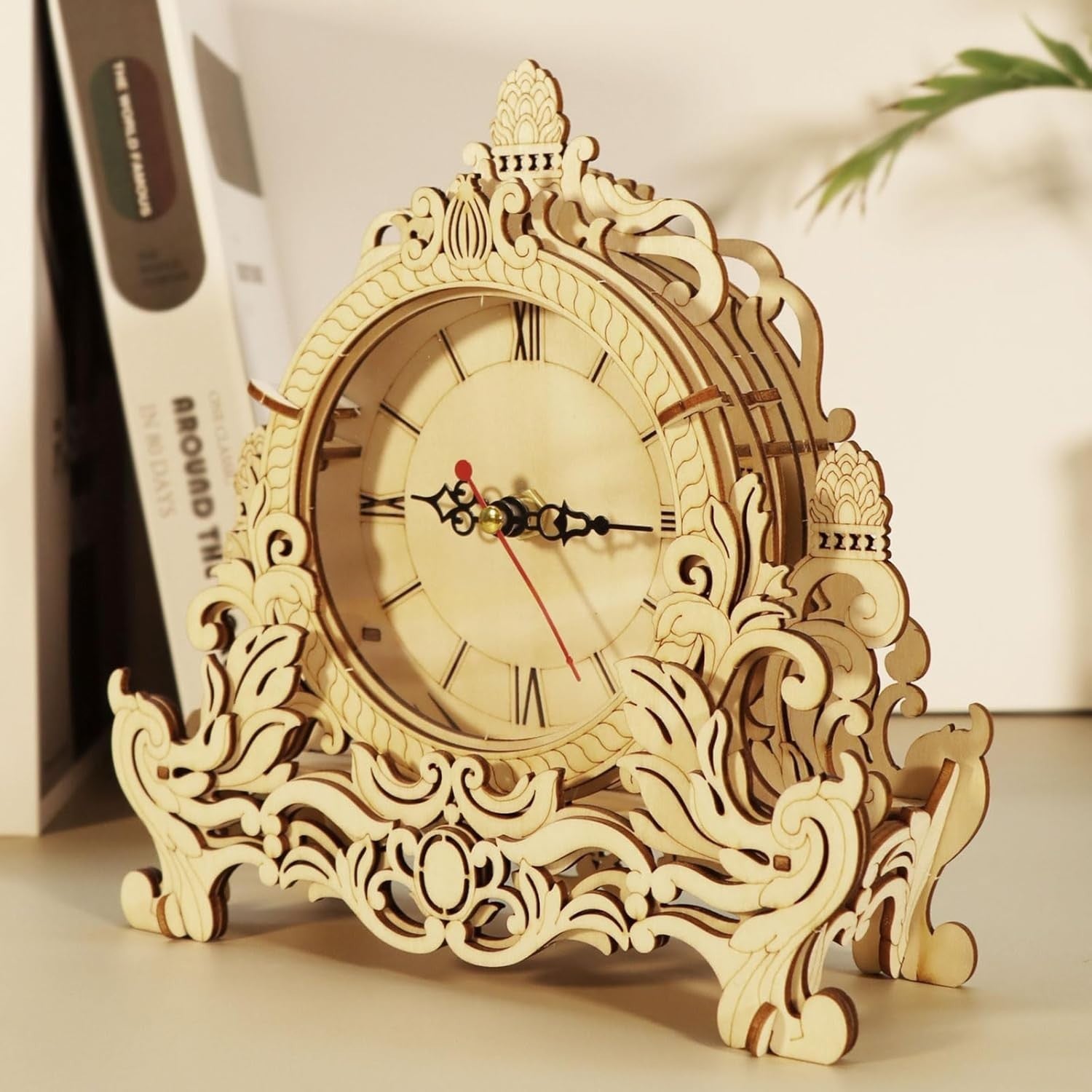 3D Wooden Puzzle Clock Kit DIY Desktop Decor Silent Movement Gift
