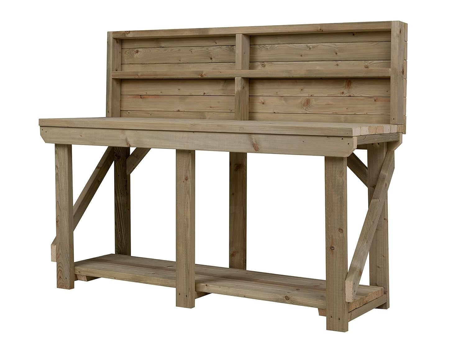 10ft Heavy Duty Workbench with Back Panel Pressure Treated Indoor/Outdoor Table