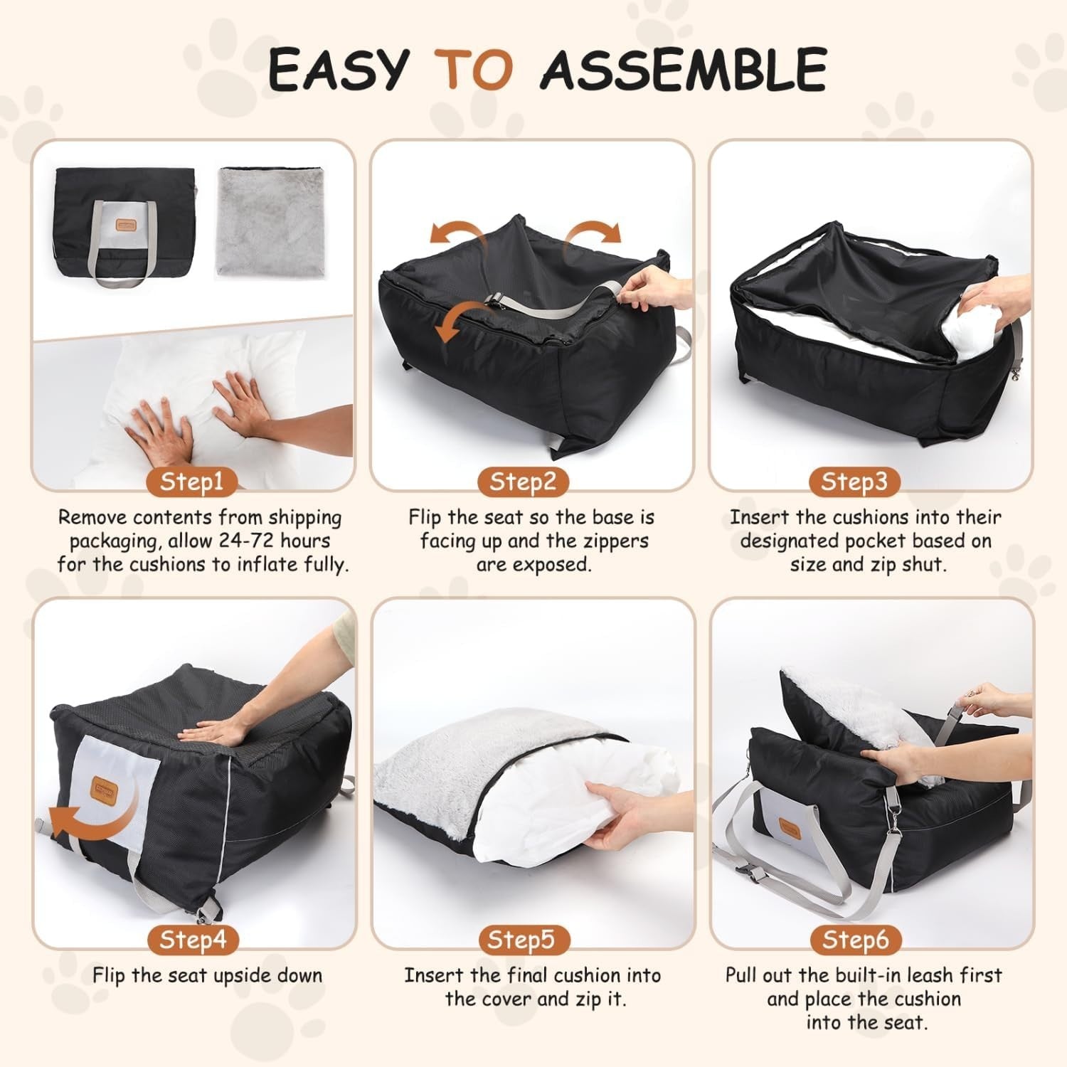 Waterproof Dog Booster Car Seat Washable Travel Bed Safety Leash