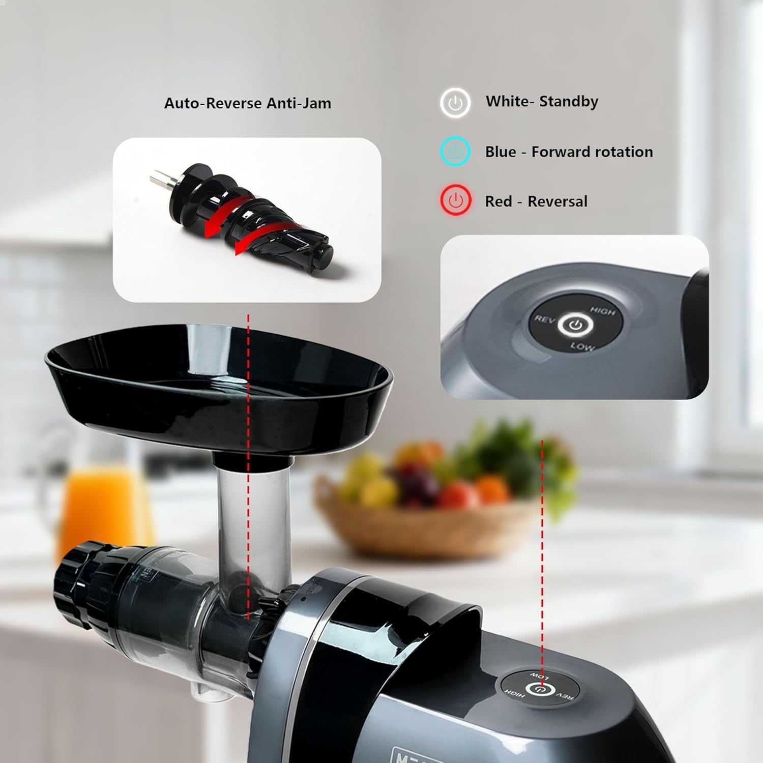 Cold Press Juicer BPA Free Slow Masticating High Yield Quiet Touch