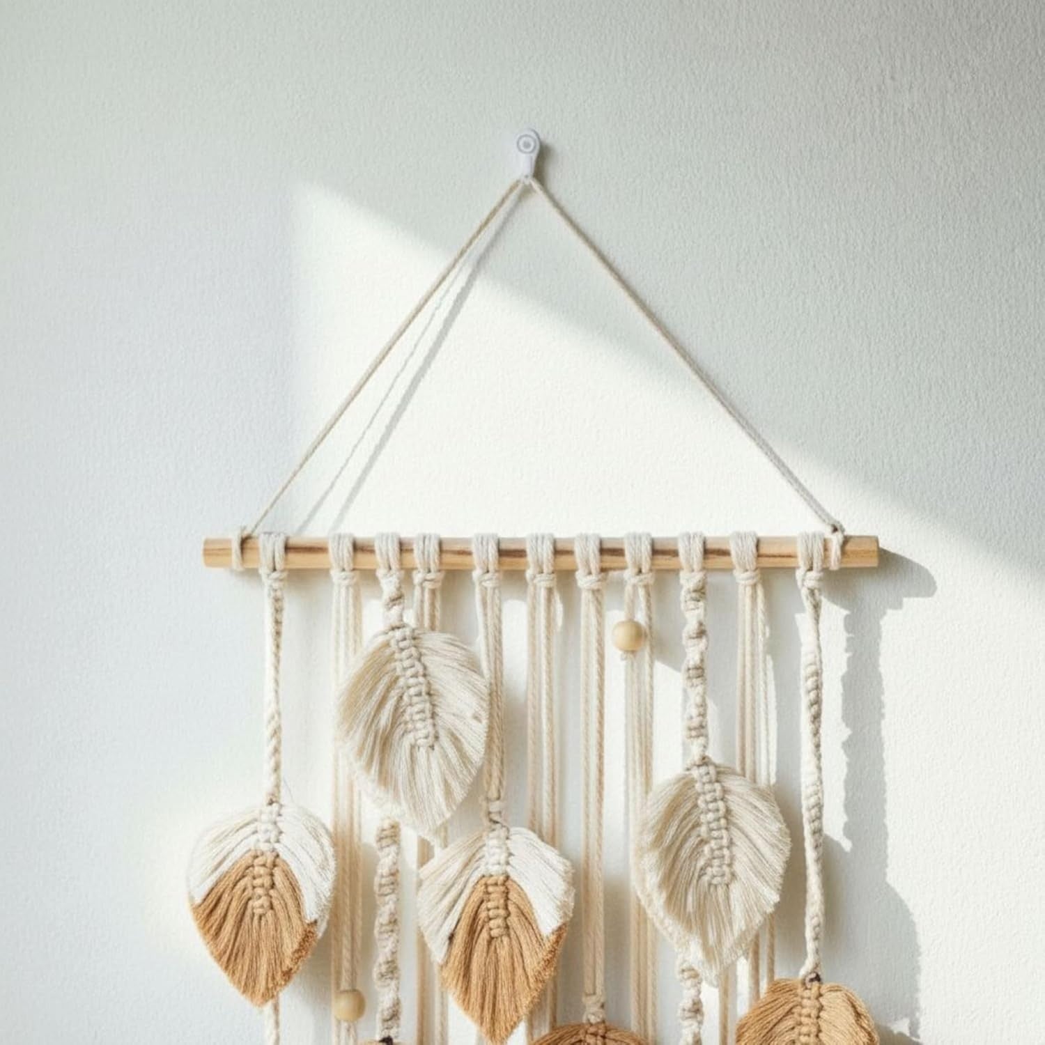 Boho Macrame Leaf Wall Hanging Handmade Cotton Tapestry