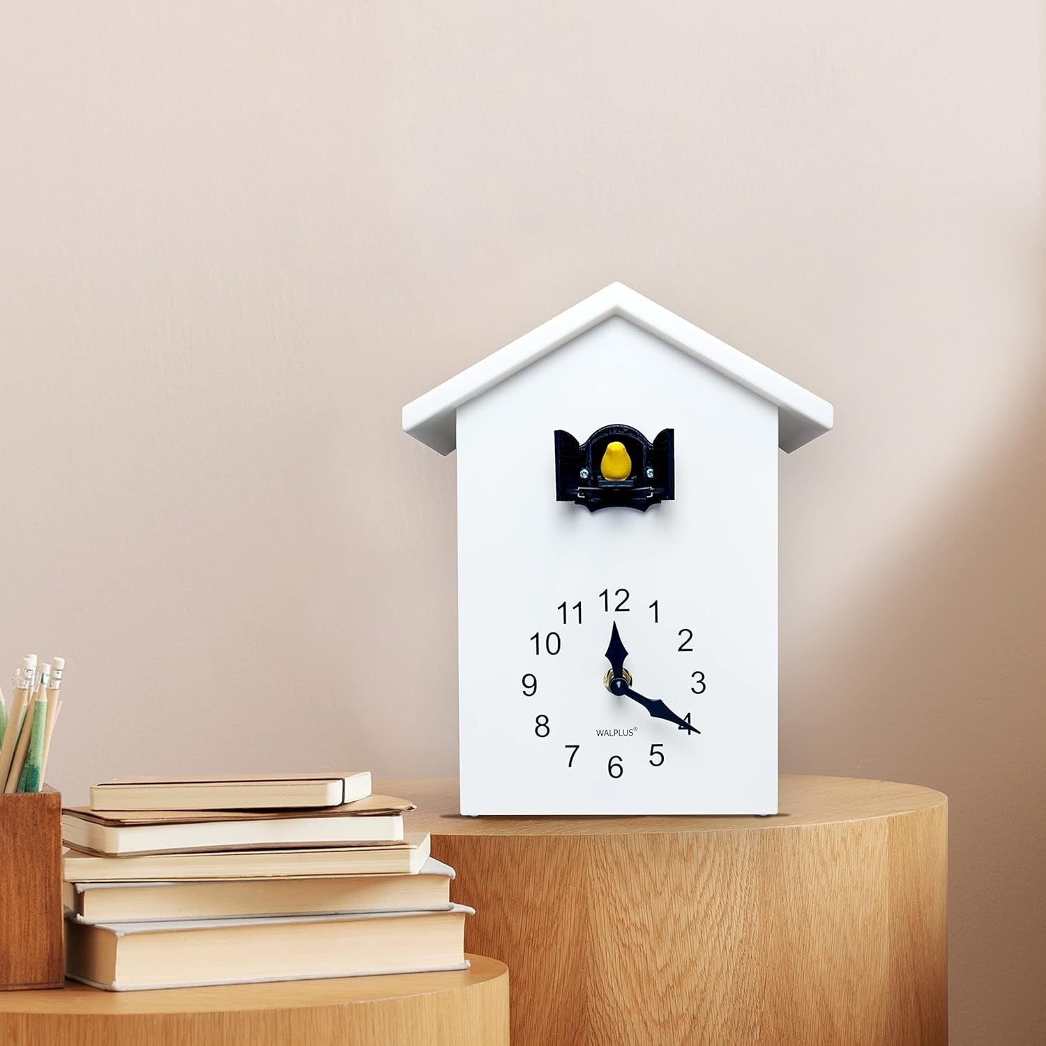 Minimalist Cuckoo Wall Clock Battery Operated Pendulum 25cm