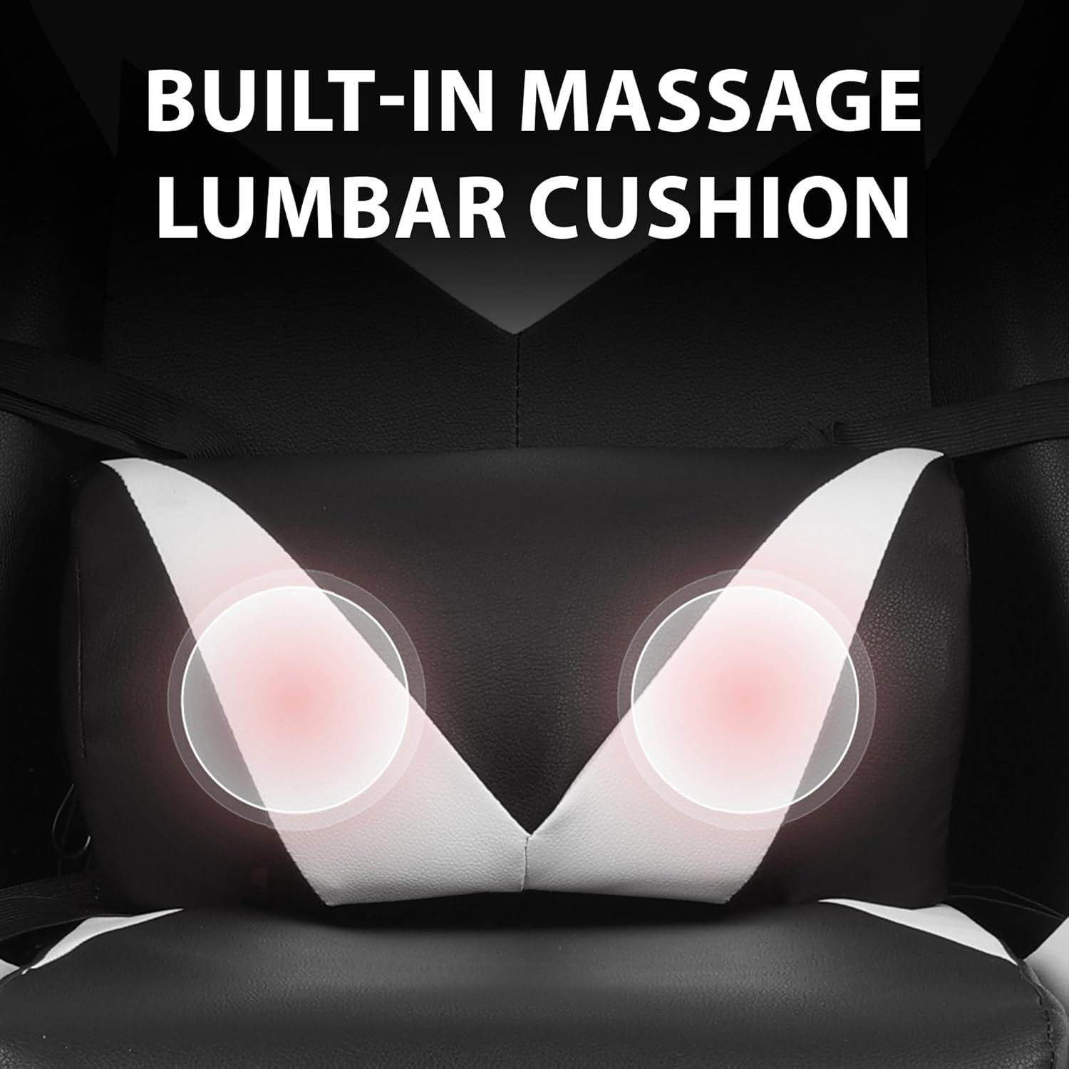 Ergonomic Gaming Chair w/Massage, High Back, Reclining, Faux Leather, Black/Whit