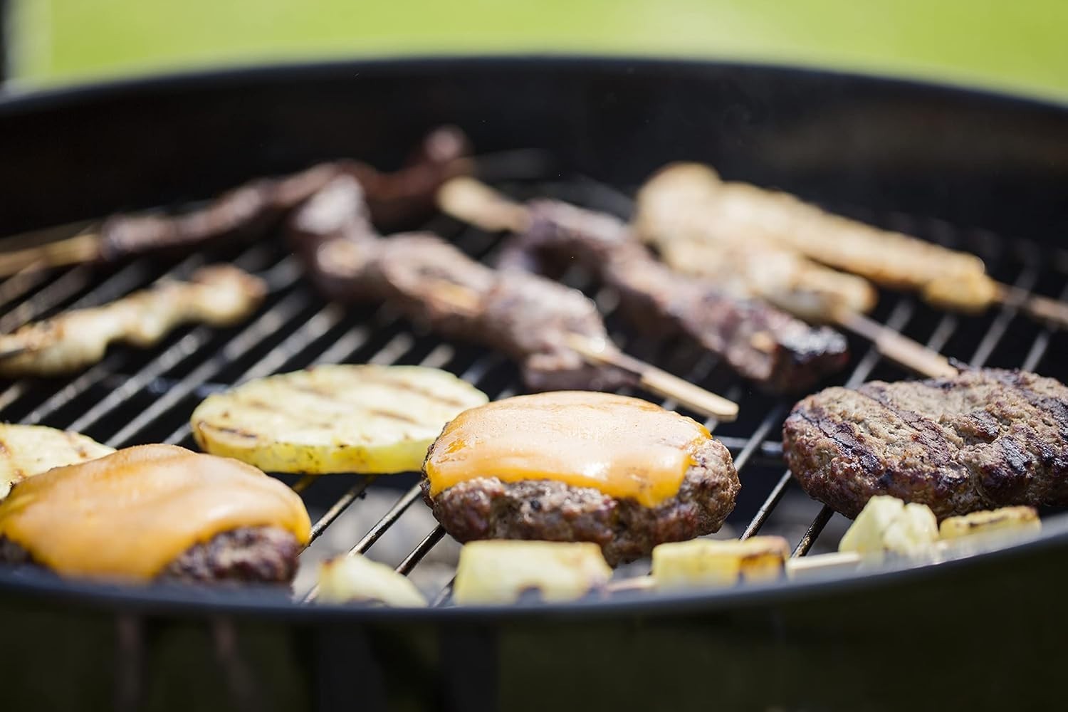 Charcoal BBQ Grill Set of 2 with Lid Thermometer & Wheels