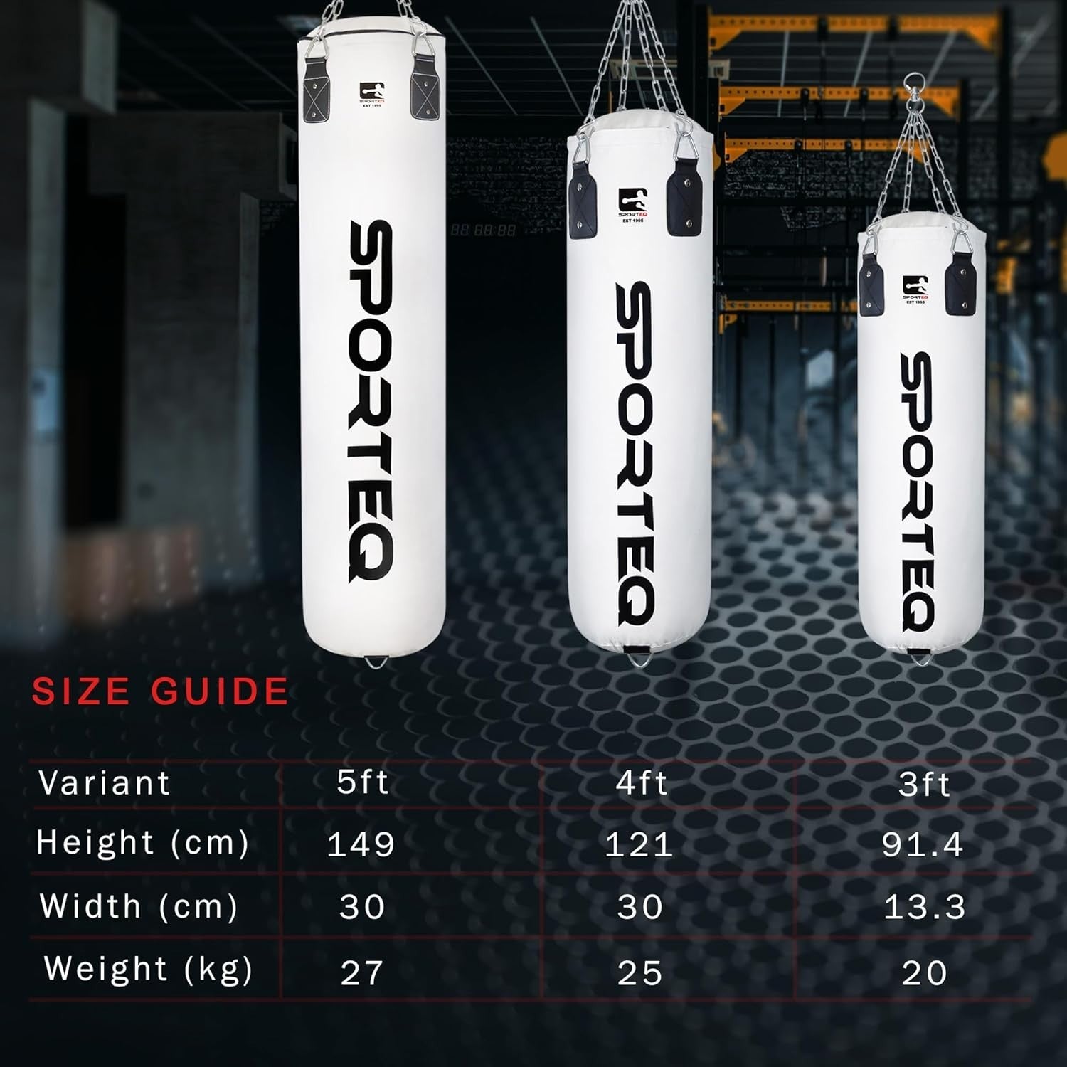 Heavy Filled Boxing Punch Bag 4FT White MMA Kickboxing Training