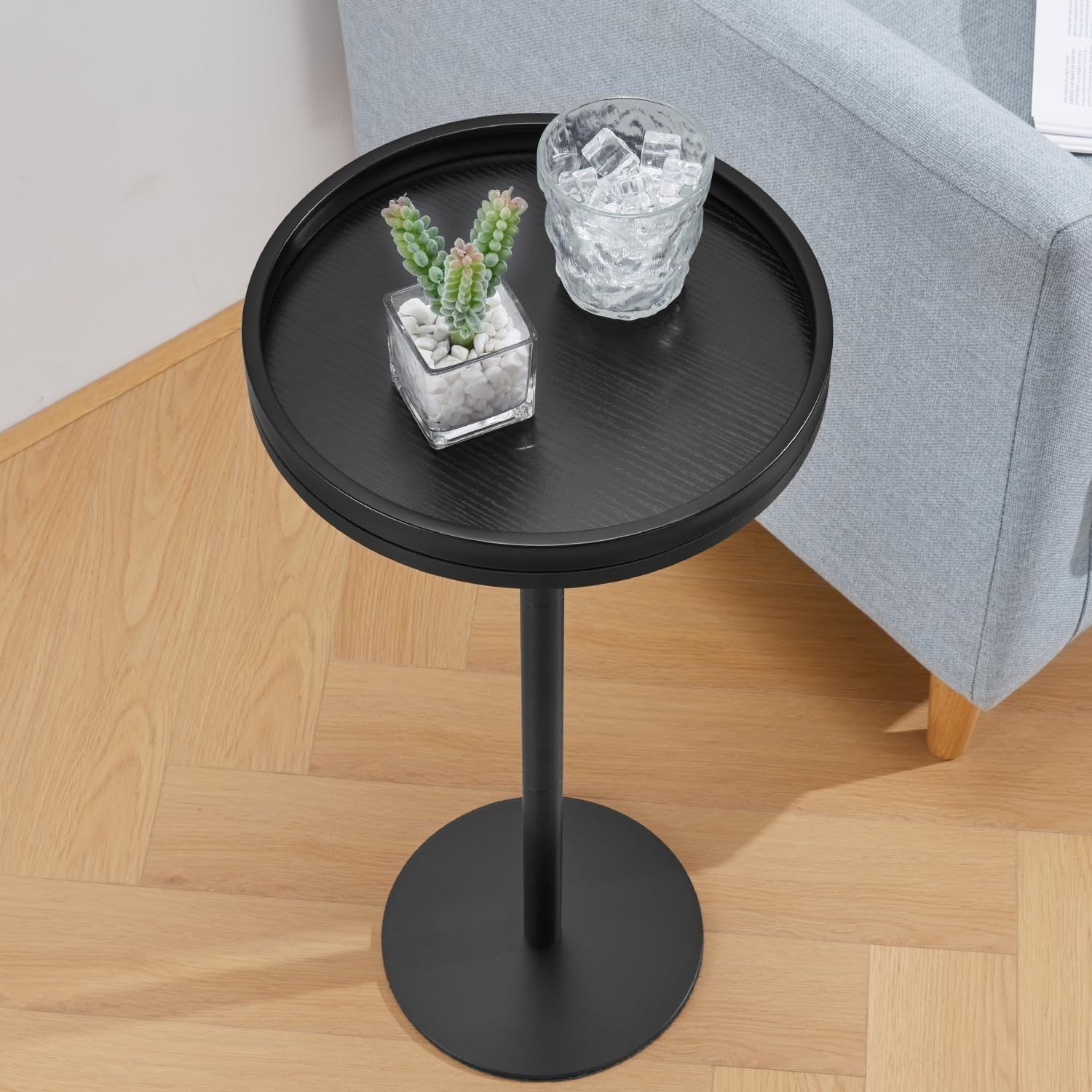Small Round Coffee Table – 30x30x63cm Side Table for Living Room