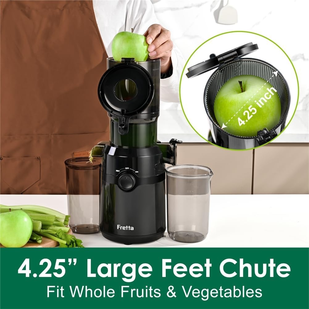 Cold Press Juicer 108mm Wide Feed Opening 200W Slow Masticating BPA Free