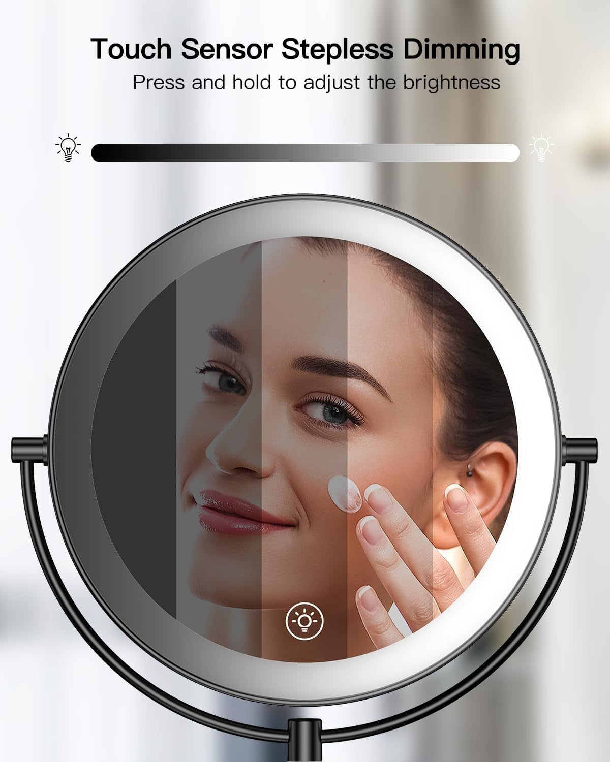 Wall Mounted Lighted Makeup Mirror 9" LED 1X/10X Magnification Touch Sensor