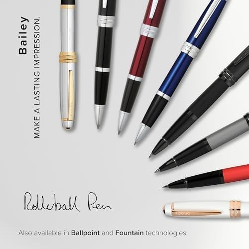 Luxury Rollerball Pen Matte Red Medium Nib Black Ink Gift Box