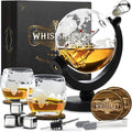 900ml Globe Whiskey Decanter Set with Glasses Stones Tongs Luxury Gift Men