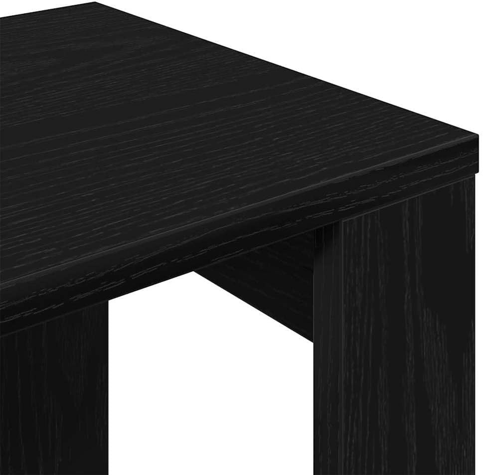 Space Saving Nesting Coffee Table Set 3 Black Oak Wood Modern End Tables