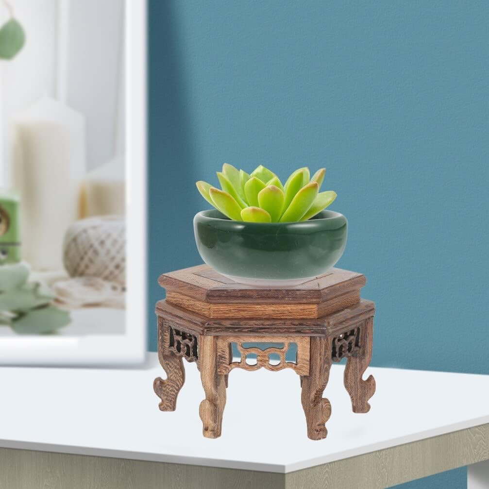 Wood Plant Stand Oriental Pedestal Display Table Vase Base Antique Decor