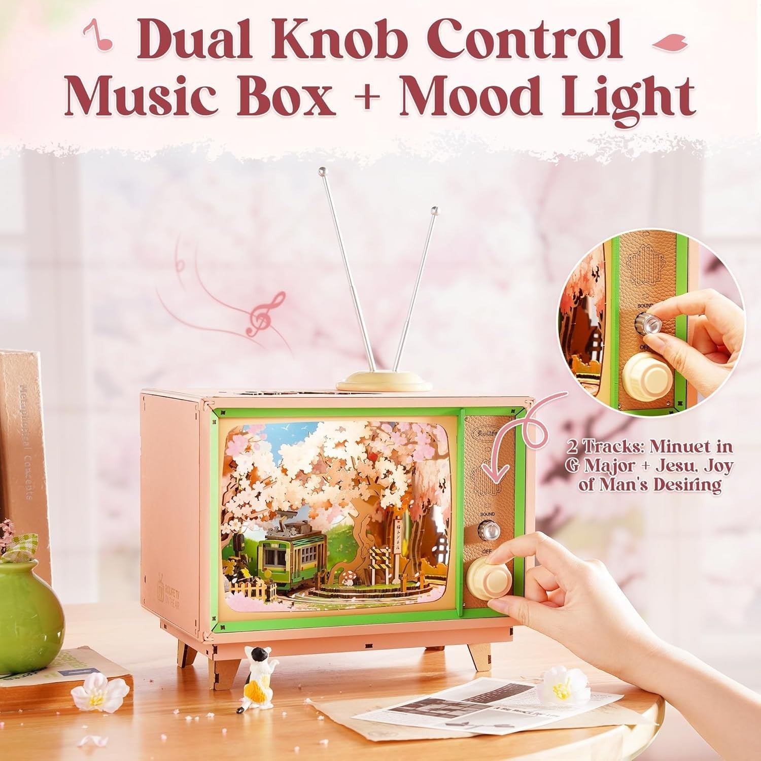 3D Cherry Blossom Sakura Tram Puzzle with LED Lights & Moving Model Display