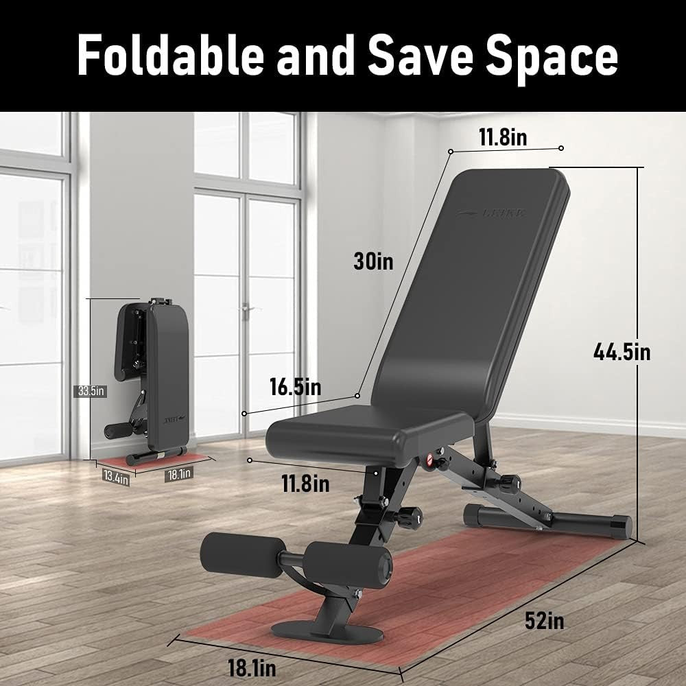 Auto-Lock Folding Workout Bench 660lb Multi-Angle Home Training