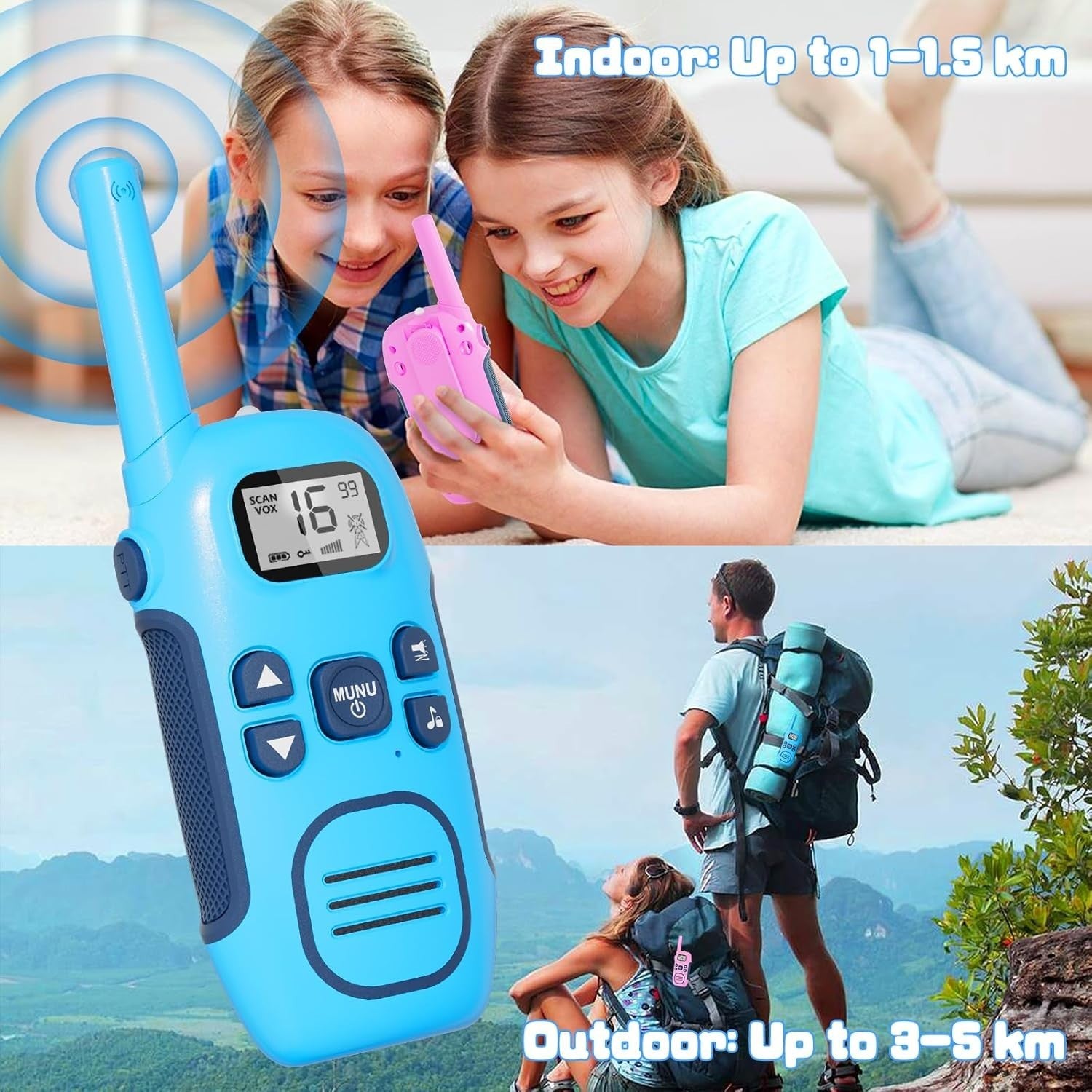 Rechargeable Walkie Talkies Kids Adults 2 Pack PMR446 VOX Long Range