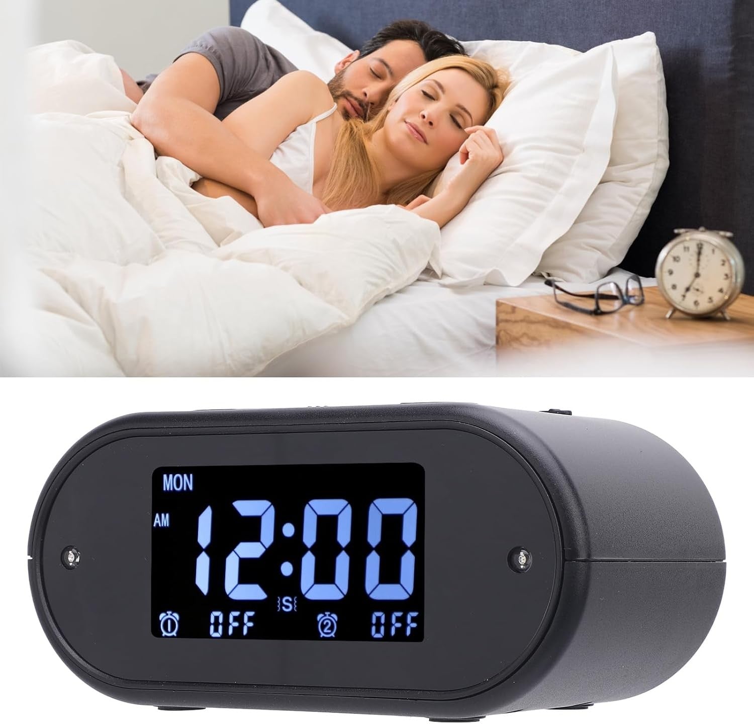 Vibrating Alarm Clock Bed Shaker Loud Dual Alarm for Heavy Sleepers