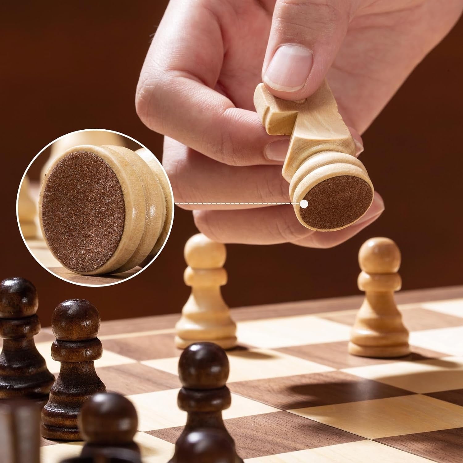 15" Magnetic Wooden Chess Set Folding Staunton Board with Storage & Bag