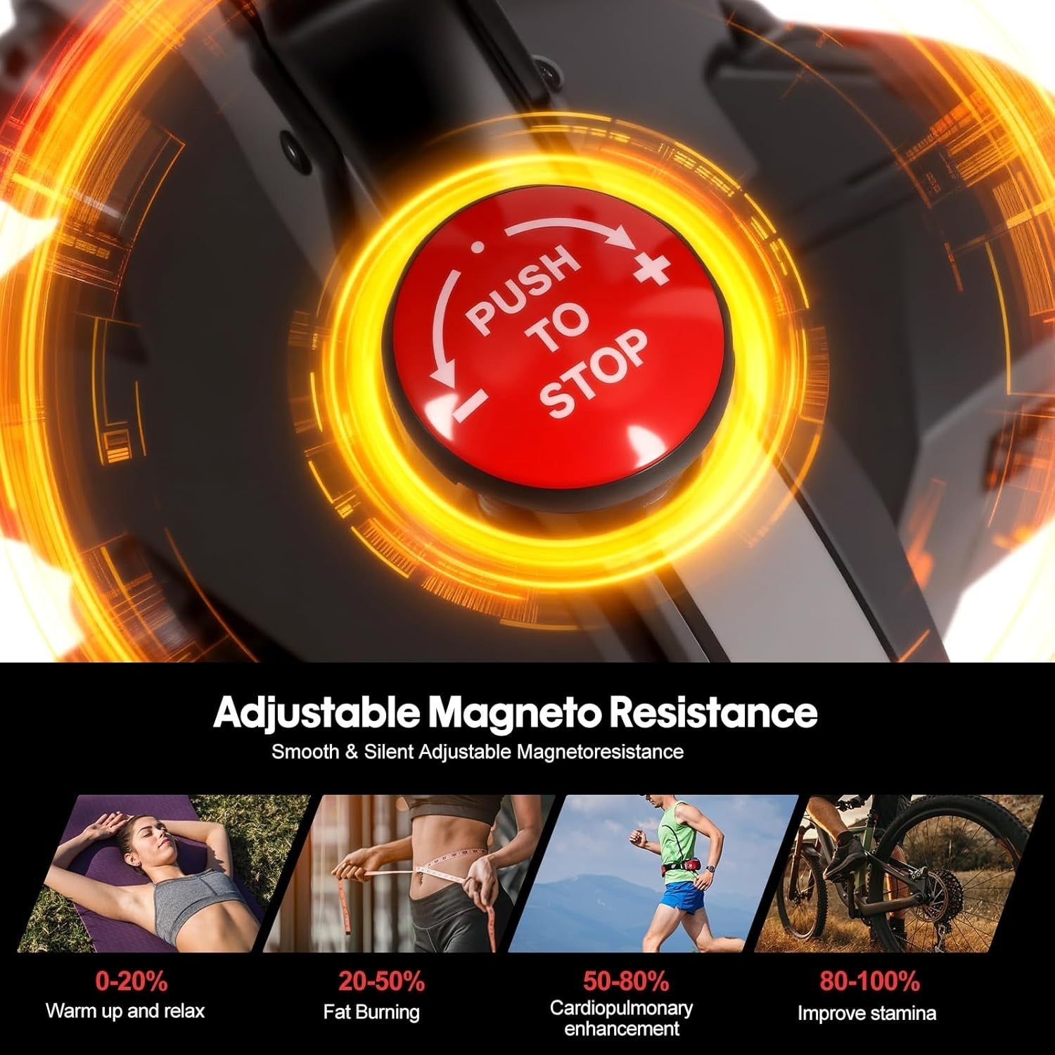 Silent Magnetic Spin Bike w/ LCD Display, Heart Rate Sensor & Adjustable Seat