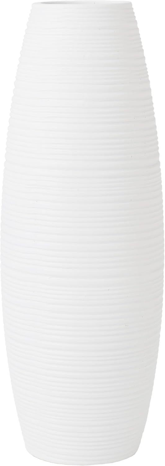 Large White Floor Vase 41cm Tall Modern Pampas Grass Home Décor