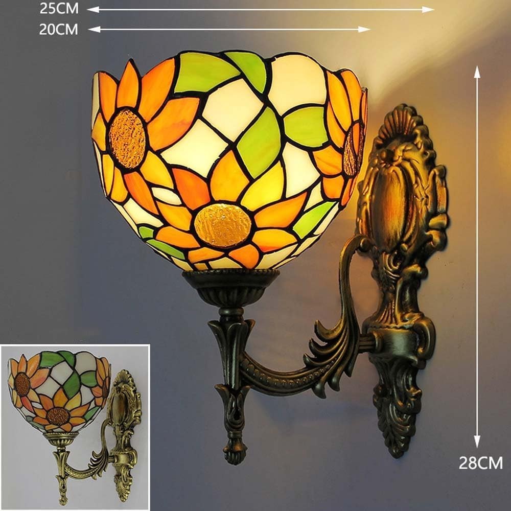 Stained Glass Wall Light Vintage Indoor Lamp for Bedroom Hallway 28cm