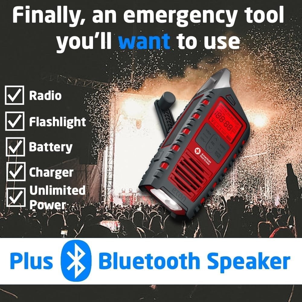 Emergency Multi-Band AM/FM/SW Weather Radio Solar Bluetooth Flashlight