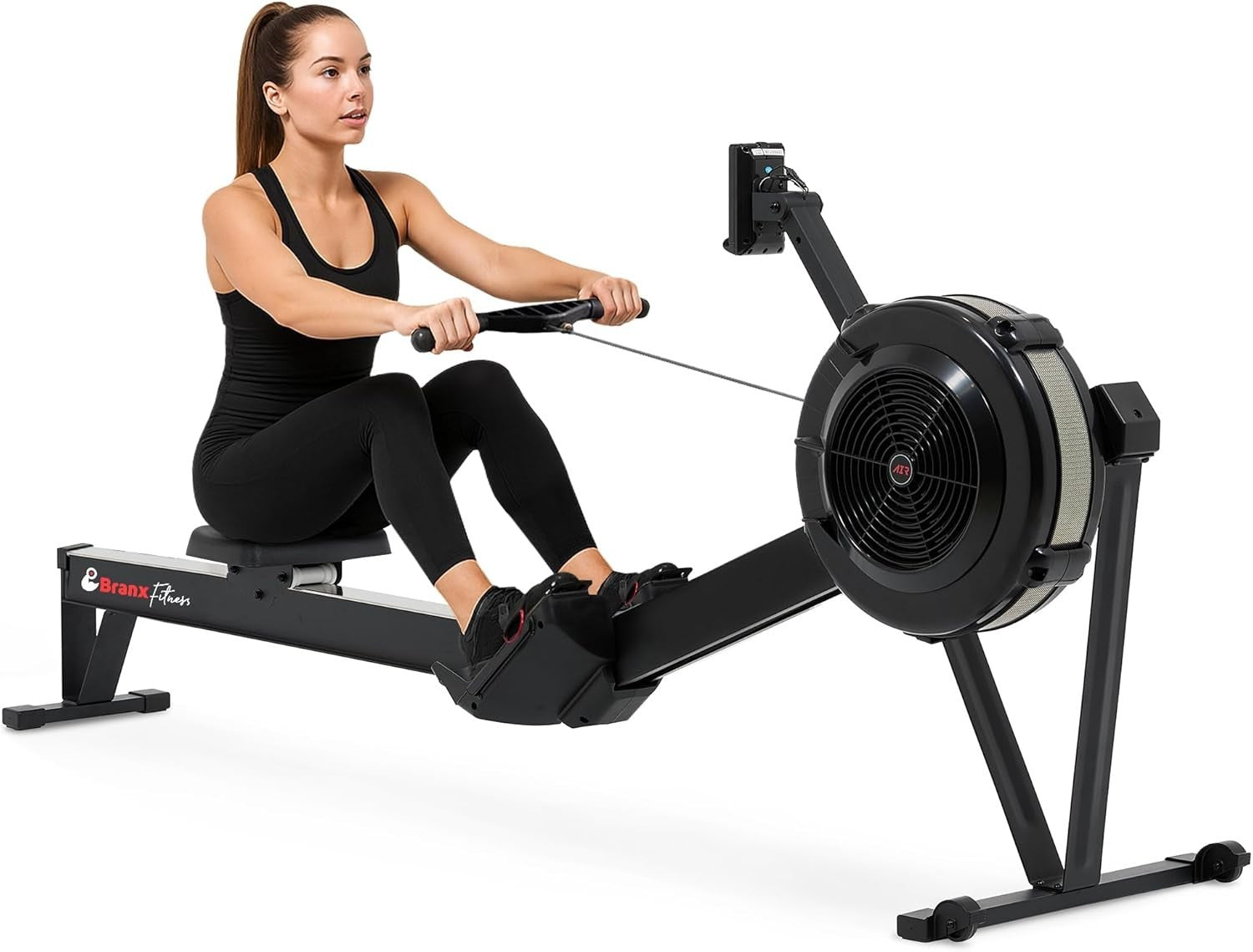 Air Rowing Machine 10-Level Resistance Bluetooth LCD Foldable Home Rower 150KG