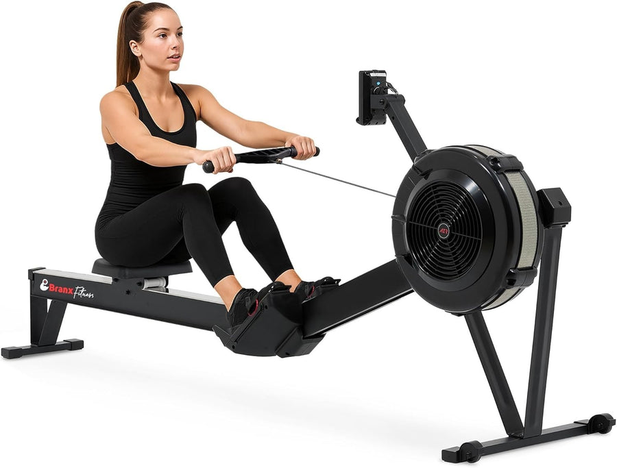 Air Rowing Machine 10-Level Resistance Bluetooth LCD Foldable Home Rower 150KG