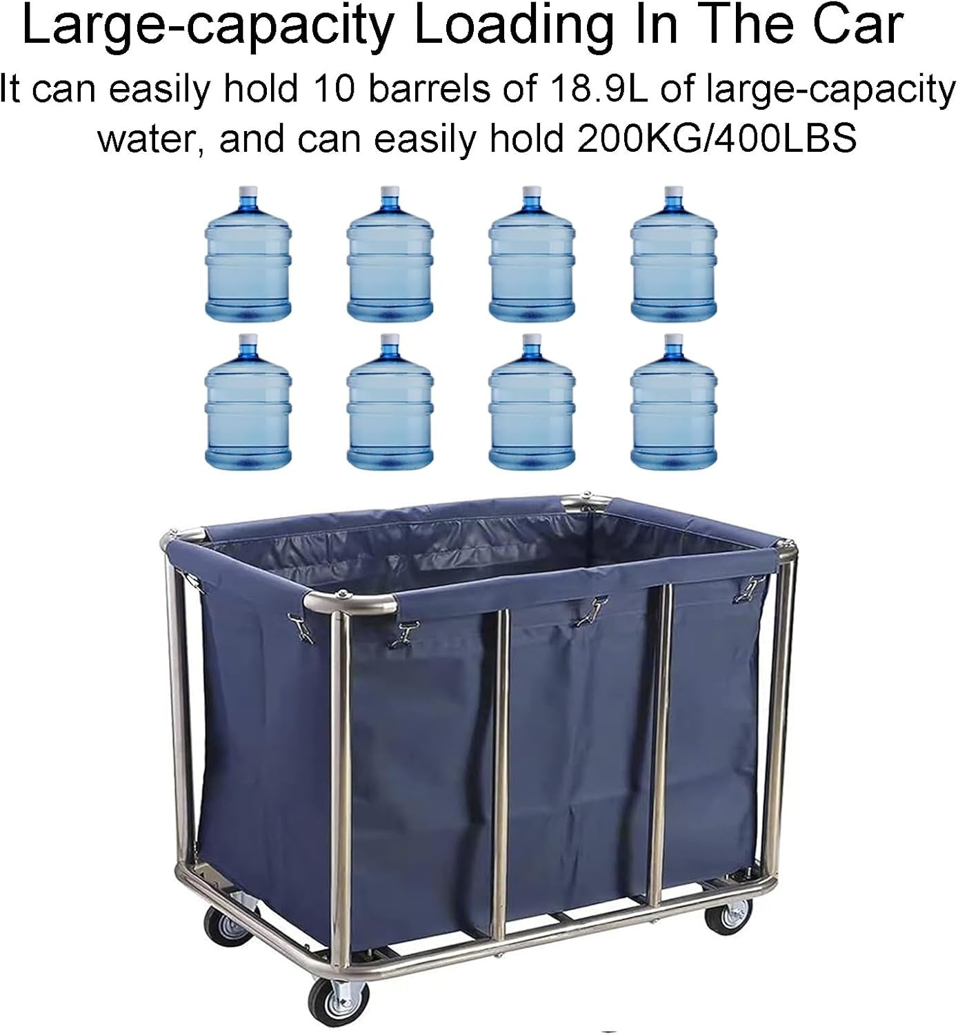 Heavy Duty Industrial Laundry Cart 400L | Rolling Hamper with Wheels | Waterproo