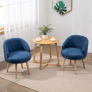 Linen Tub Chairs Set of 2 Lounge Armchairs Small Space Blue