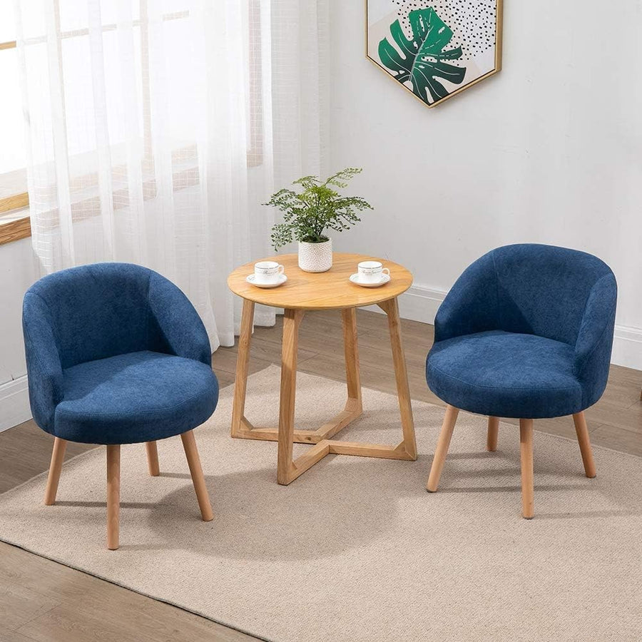 Linen Tub Chairs Set of 2 Lounge Armchairs Small Space Blue