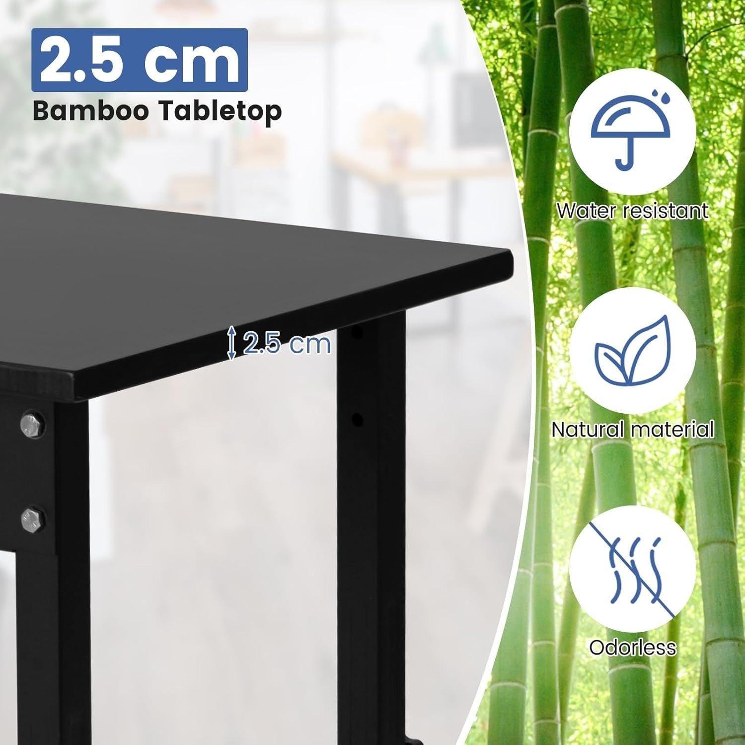 Adjustable Rolling Workbench Bamboo Top 500kg Heavy Duty 120x60 Locking Wheels