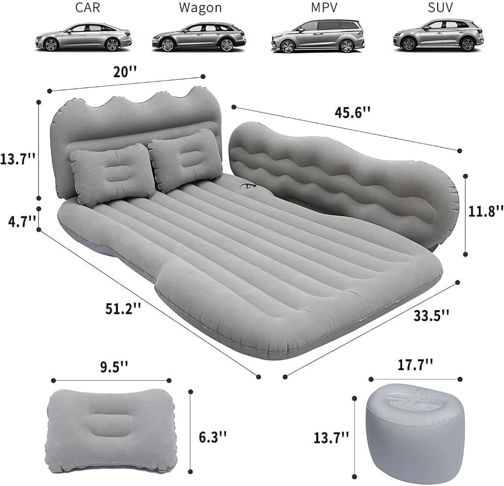 Inflatable Car Mattress SUV Back Seat Air Bed Cushion Camping Travel Mat