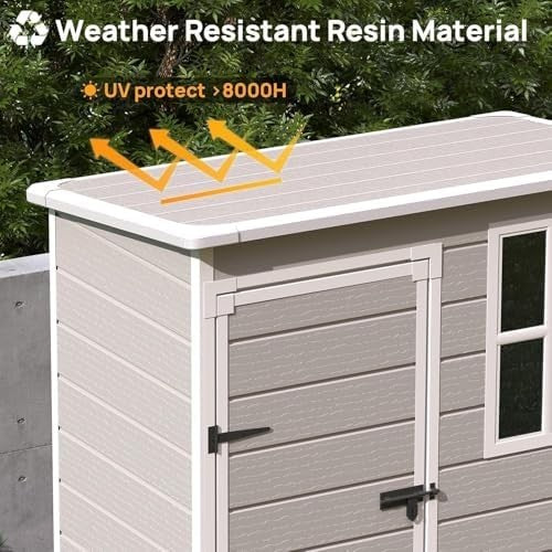 Plastic Resin Outdoor Storage Shed Lockable Weatherproof Tool Bike Lawn 5x3ft