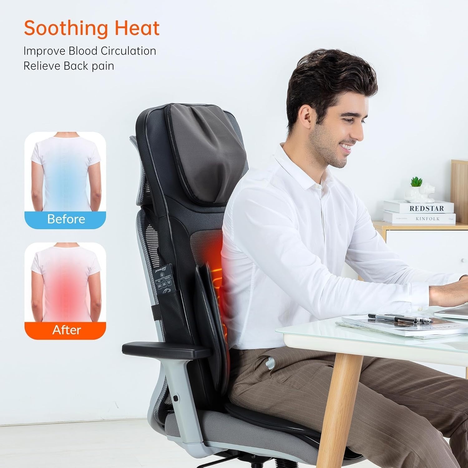 Full Body Massage Chair Pad with Heat & Shiatsu Neck Back Deep Tissue Relax