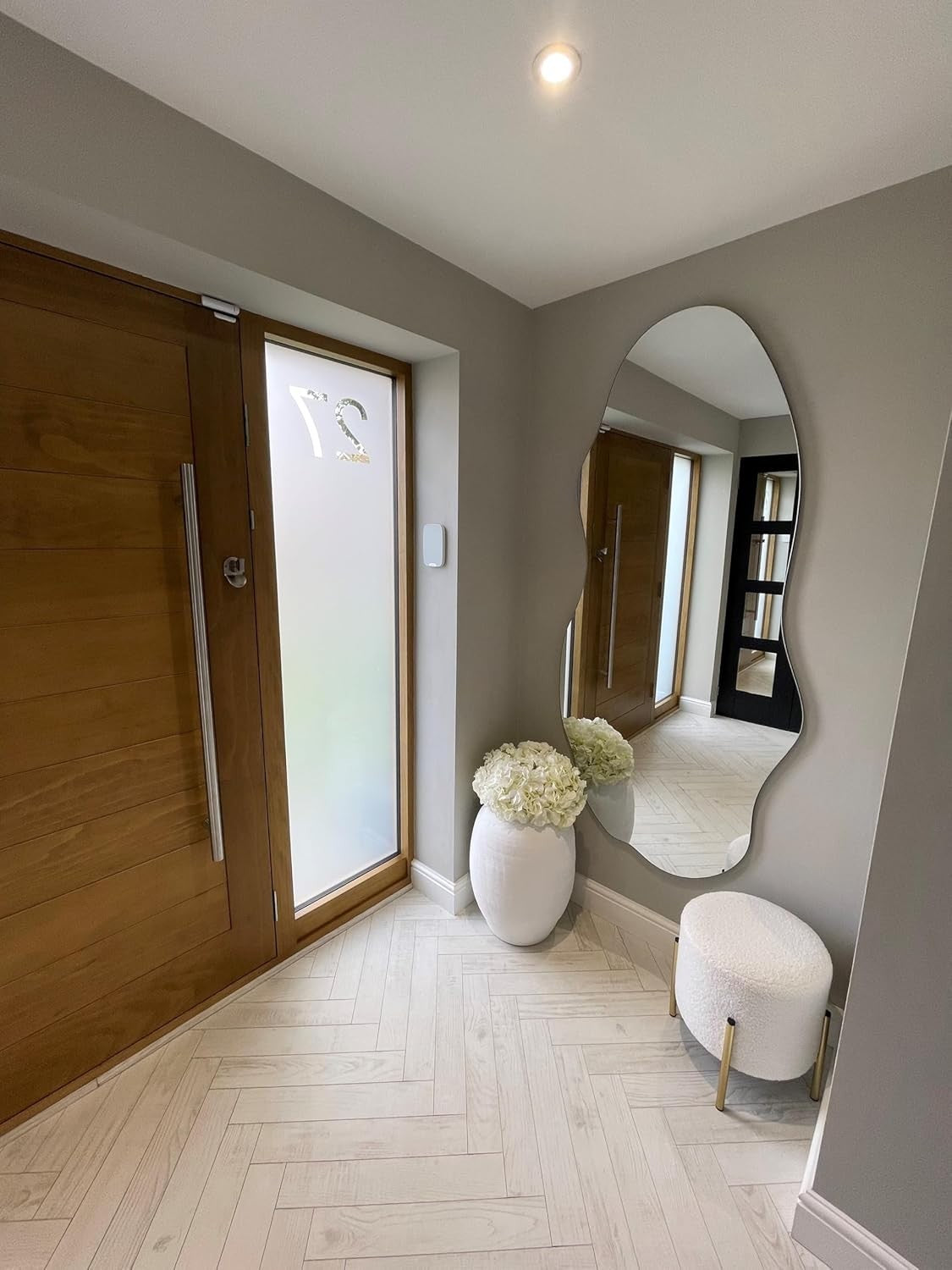 Large Irregular Wall Mirror Frameless Modern Glass 180x80cm for Entryway