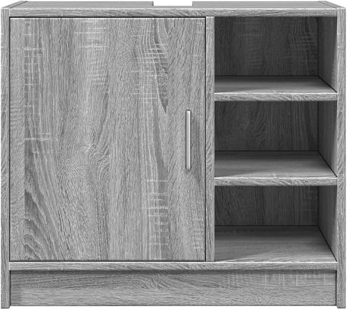Grey Sonoma Bathroom Sink Cabinet 63cm Modern Storage Cupboard with Shelves