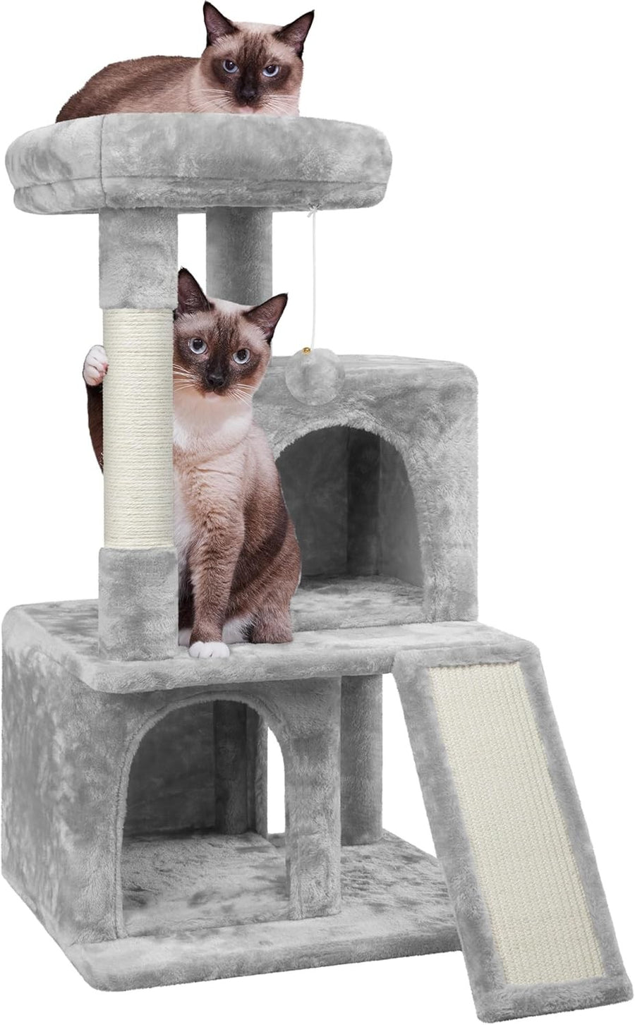 92cm Cat Tree Tower Multi Level Double Condo Scratching Post Light Grey