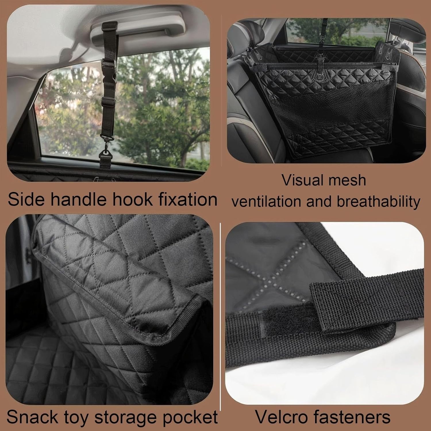 Waterproof Dog Car Seat Hard Bottom Pet Booster Bed Large Dogs Black